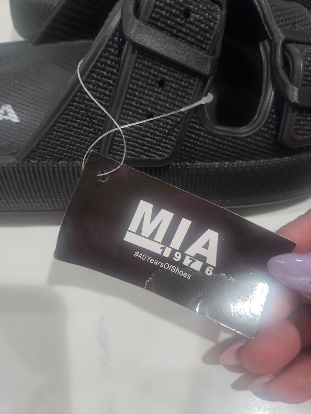 MIA Womens Black Adjustable Double-Strap Slide Sandals Size 7. - Picture 9 of 10